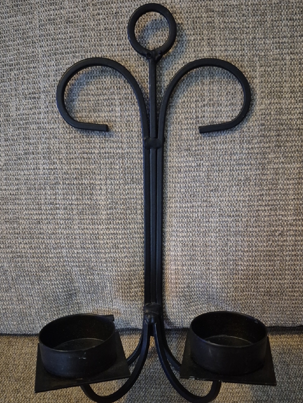 Black Iron Double Metal Candle Holder Wall Sconce